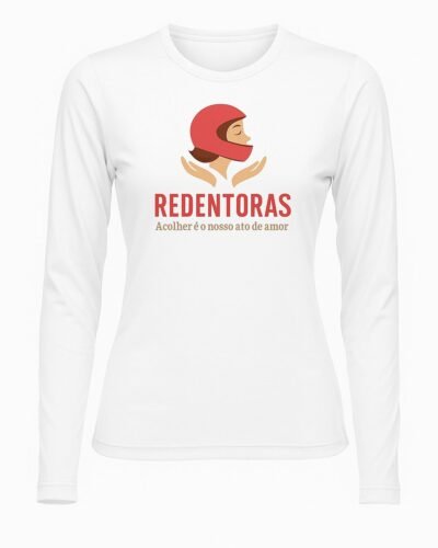 Dry Fit Fem - Baby Look - Manga Longa - Branco